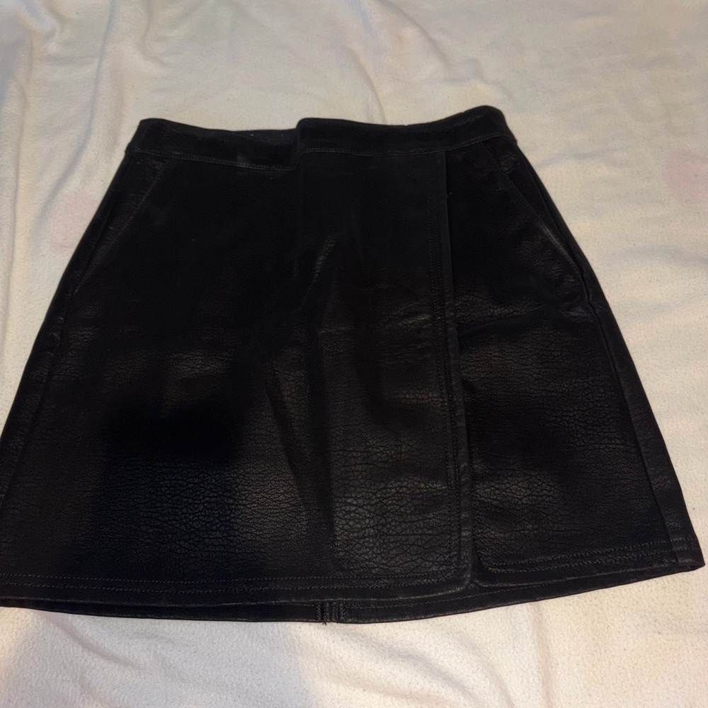 Black Faux Leather A-Line Skirt